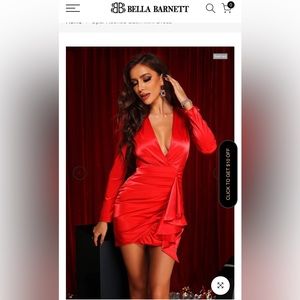 Bella Barnett Opal Ruched Satin Mini Dress NWT